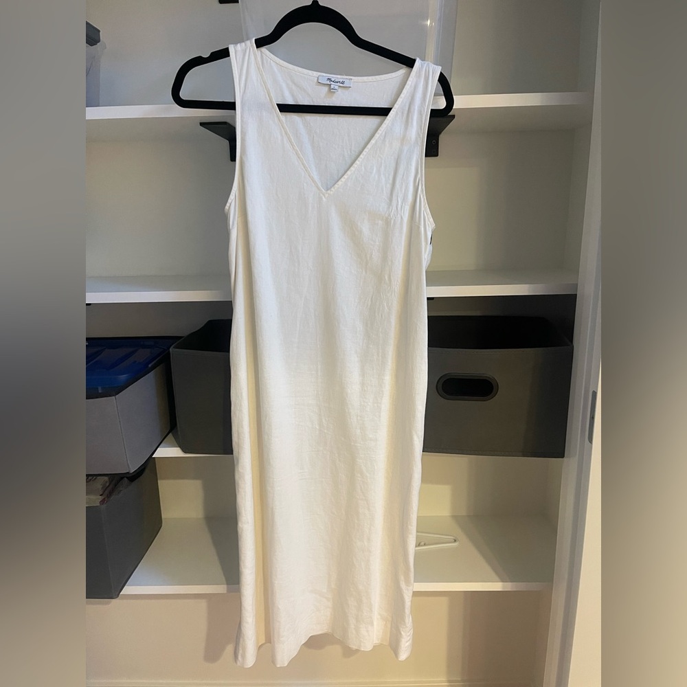 Madewell Cream Sleeveless dress 55/45 linen/cotton